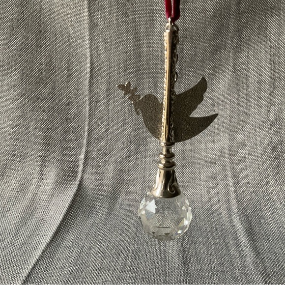 Bowring Make A Wish Lead Crystal Christmas Holiday Dove Silver Tone Ornament - Picture 4 of 14